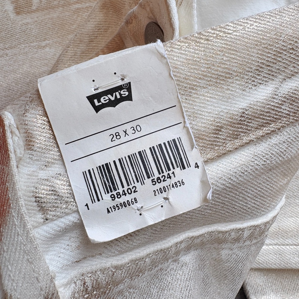 Levi's 501 90's Jeans Women Size 28 x 30 White Metallic Gold Straight Leg New - Picture 12 of 14